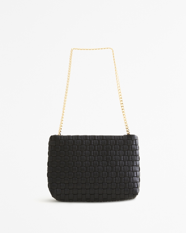 Mini Vegan Leather Chain Bag, Black