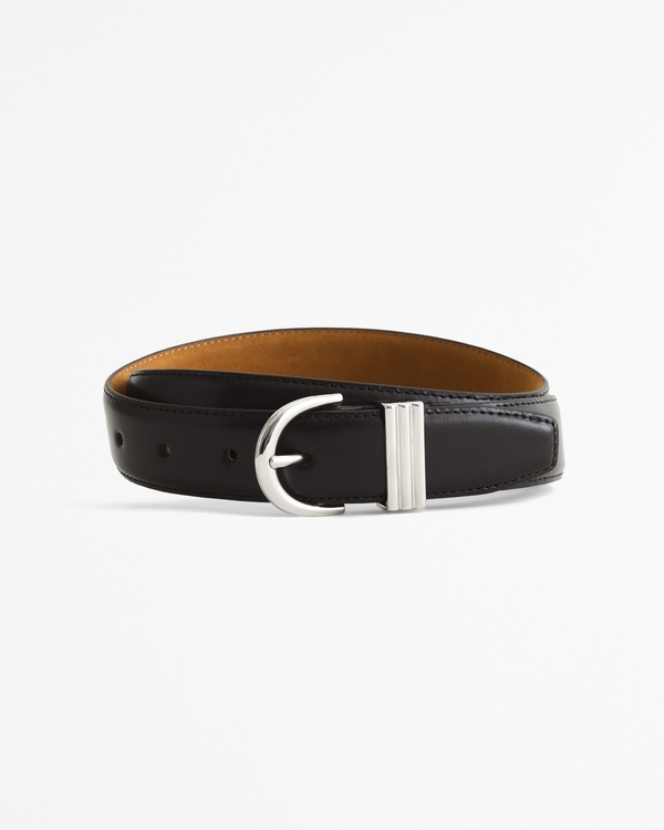 Leather Circle Buckle Belt, Black