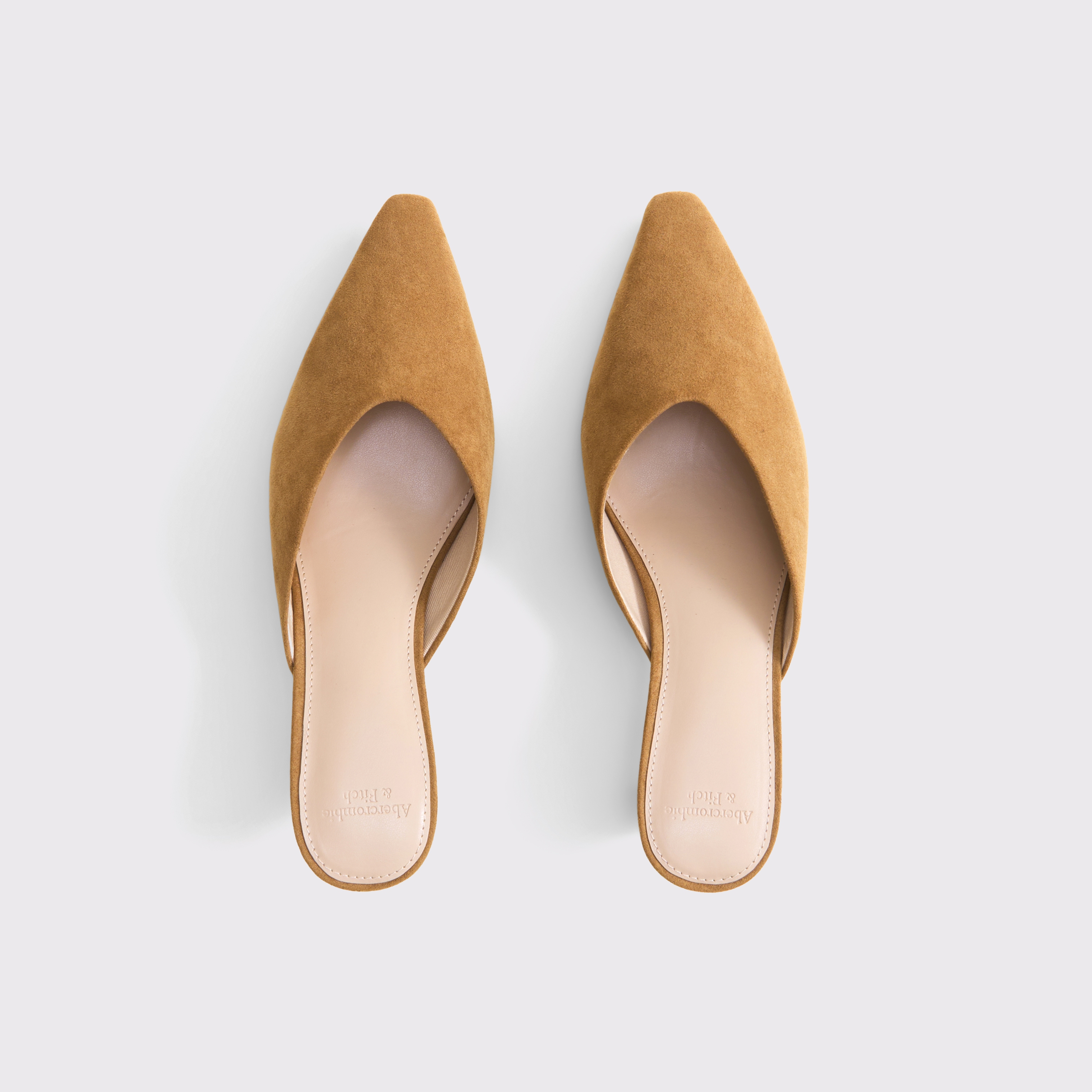 Abercrombie & Fitch Pointed Toe Kitten Heel Mule Sandals In Brown