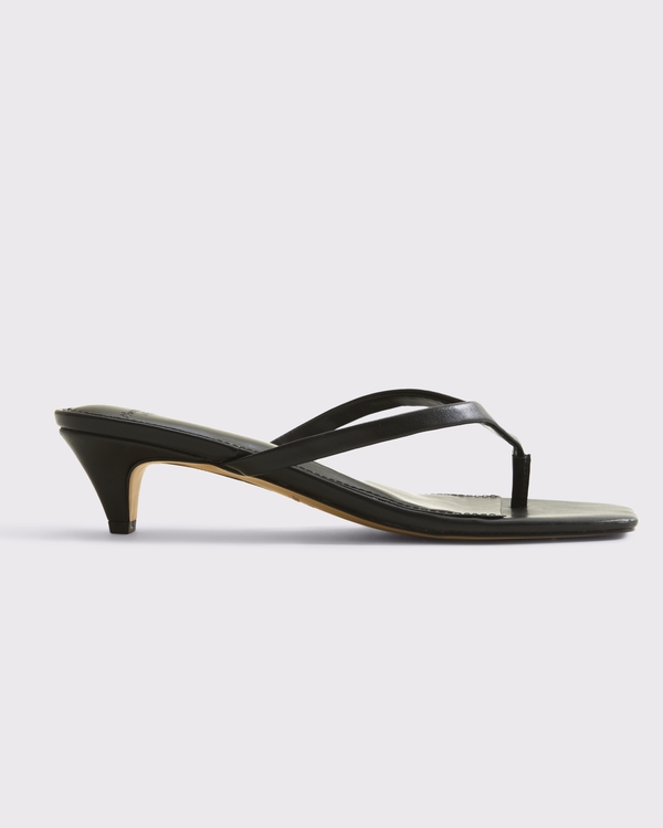 Thong Kitten Heel Sandals, Black view 1