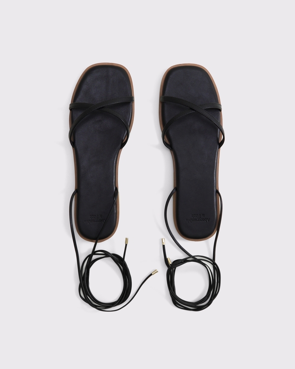 Ankle Lace-Up Sandals, Black view 1