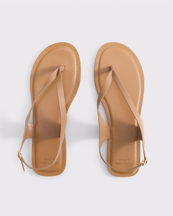 Slingback Thong Sandals, Brown view 1