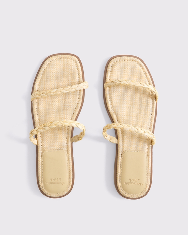 Double-Strap Sandals, Straw view 1