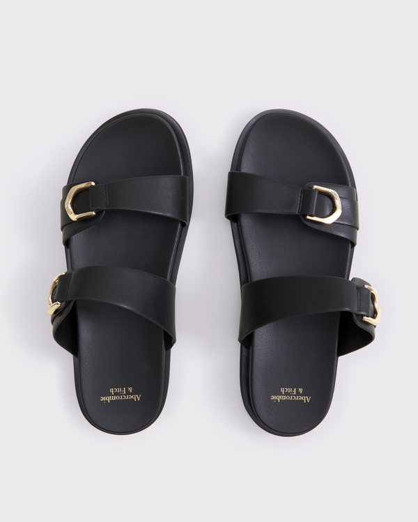 Double-Strap Hardware Sandals, Black view 1