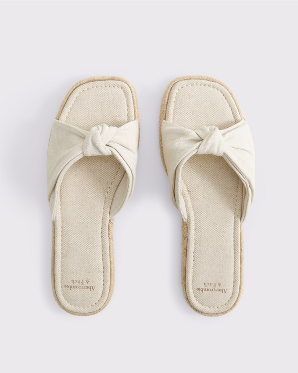 Espadrille Slide Sandals, Cream view 1