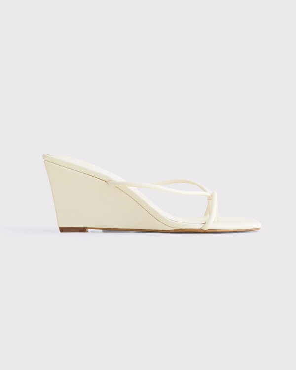 Thong Strappy Wedge Sandals, White view 1