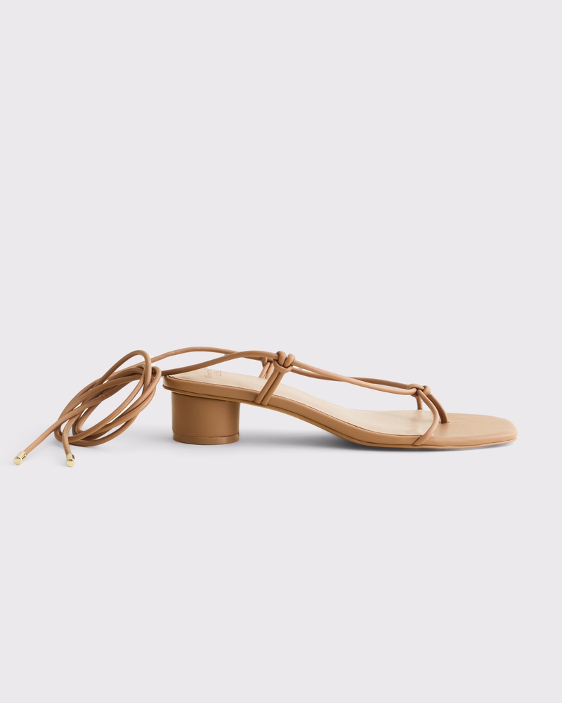 Strappy Lace-Up Block Heels