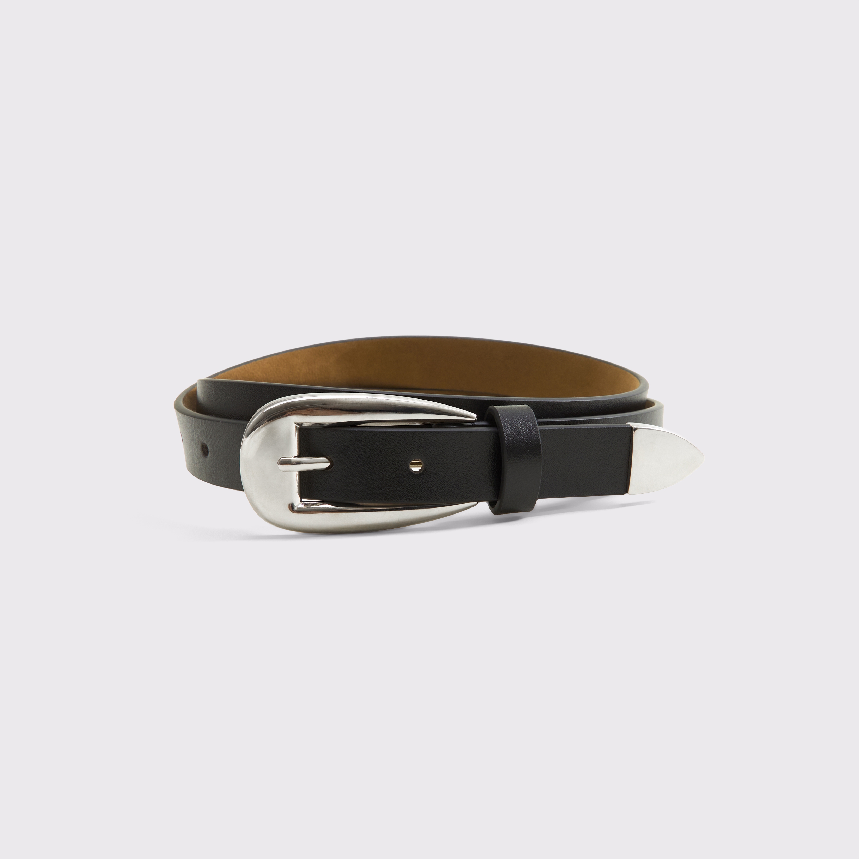Abercrombie & Fitch Leather Ornamental Buckle Belt In Black