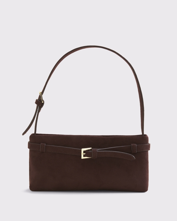 Belted Shoulder Bag, Dark Coffee view 1