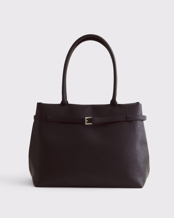 Belted City Tote Bag, Black view 1