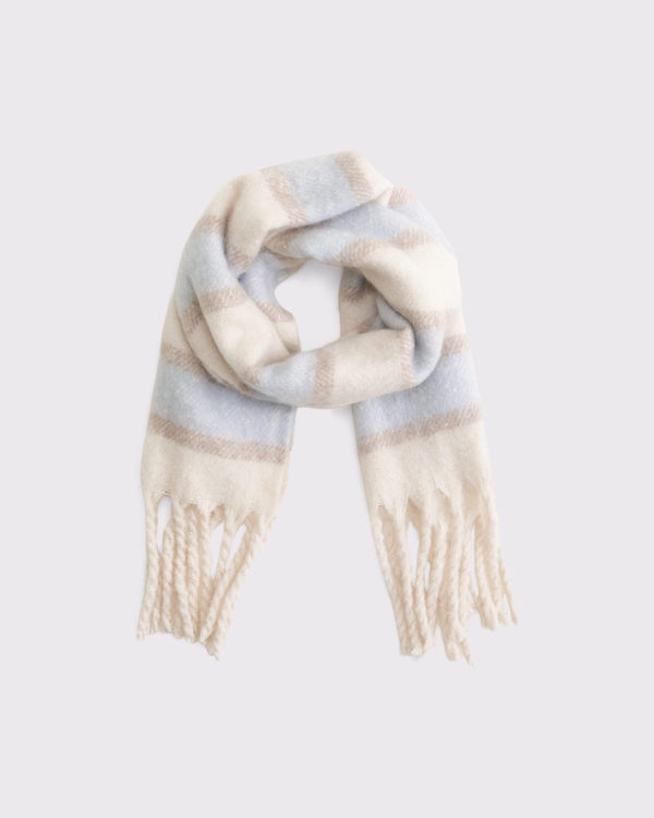 Fuzzy Scarf, Cream Stripe view 1