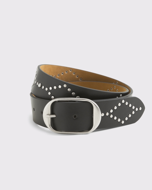 Squoval Studded Belt, Black Studded view 1