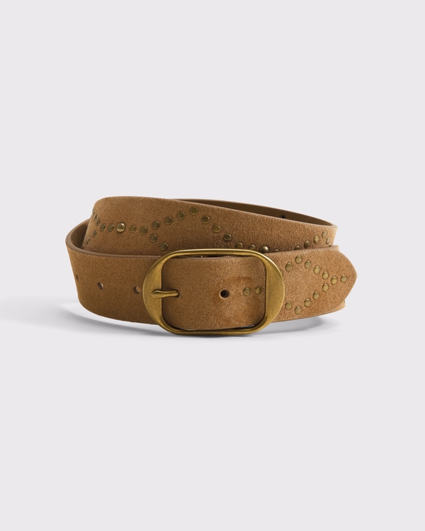 Squoval Studded Belt, Light Brown view 1