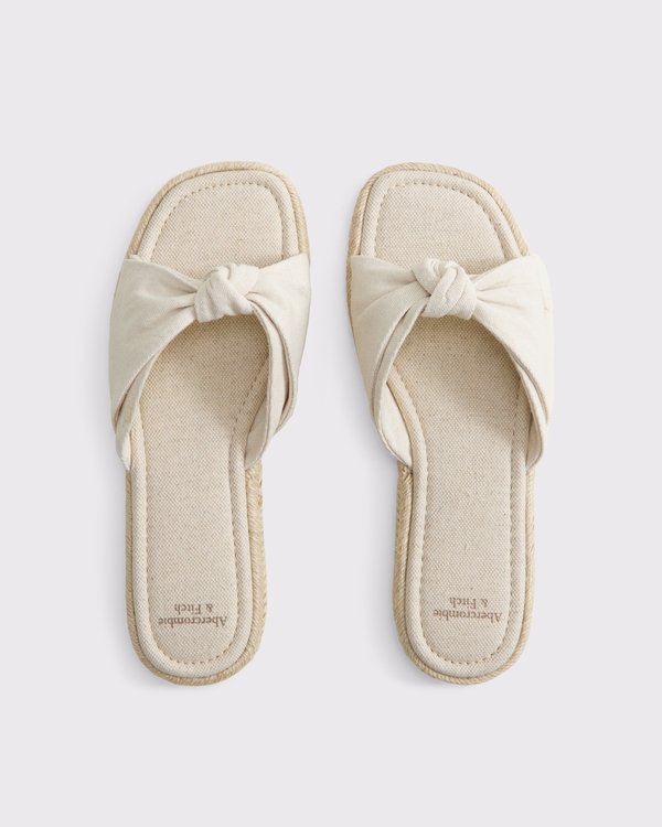 Knotted Slide Sandals, Cream view 1