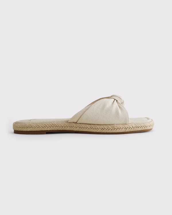 Knotted Slide Sandals, Cream view 2