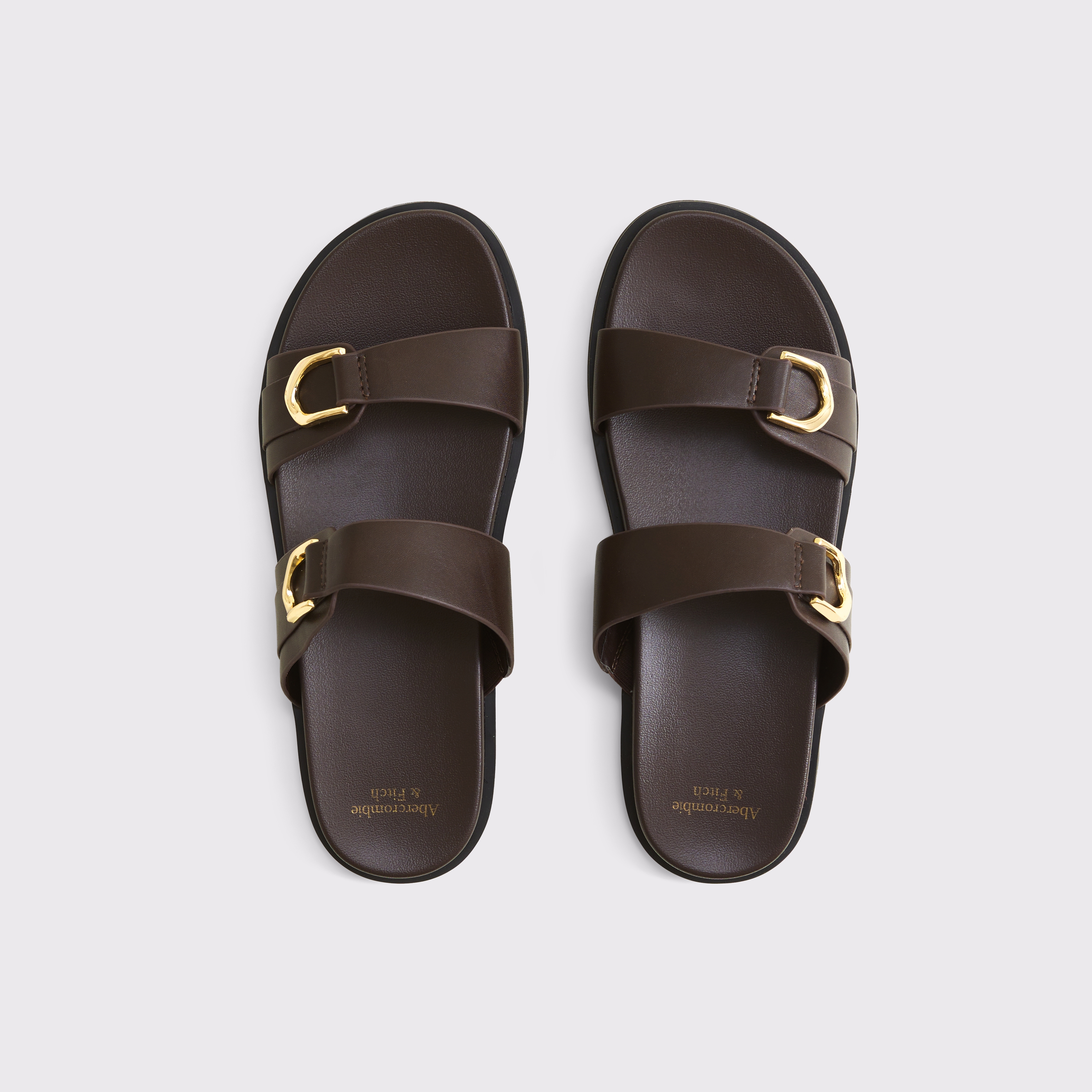 Abercrombie & Fitch Double-strap Hardware Sandals In Brown