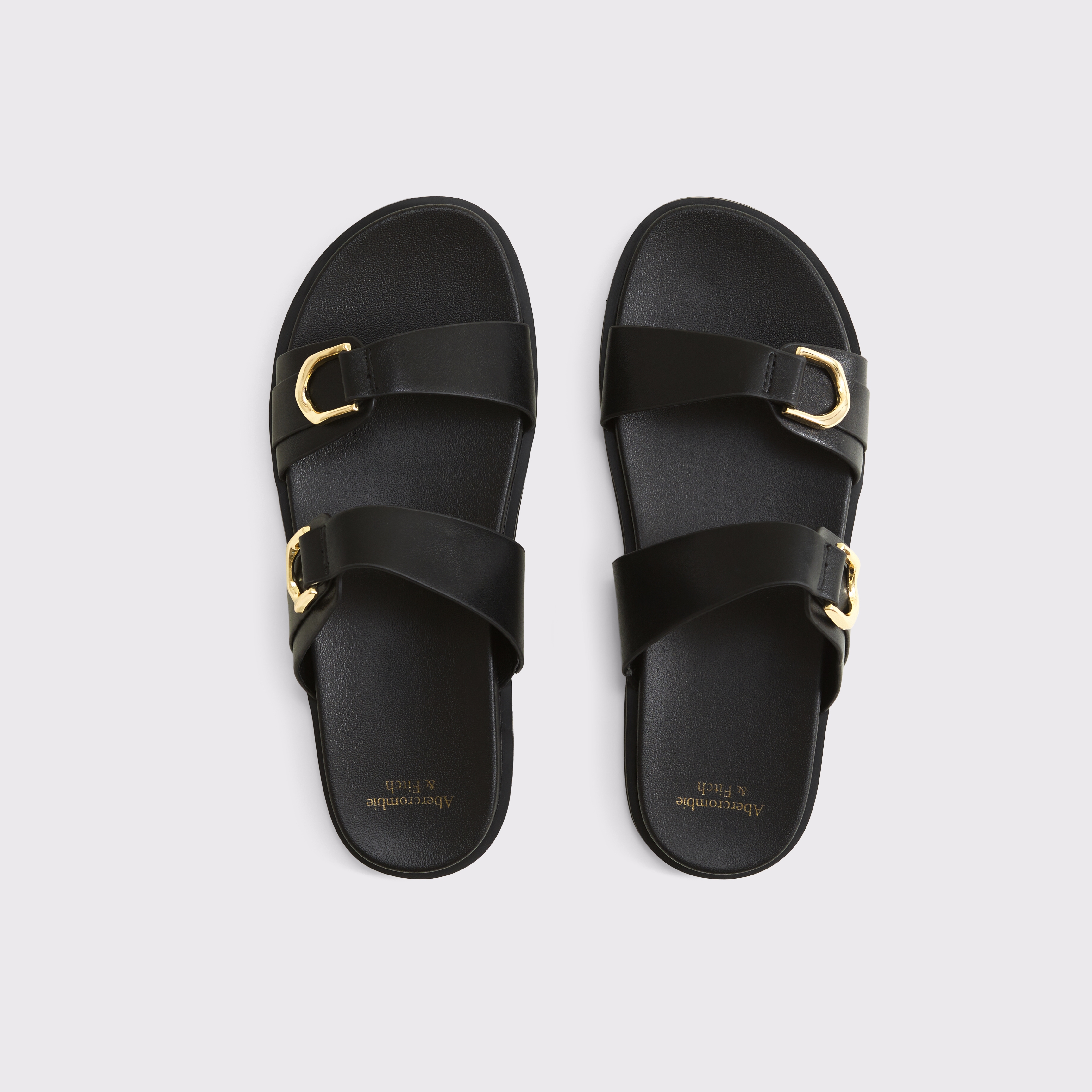 Abercrombie & Fitch Double-strap Hardware Sandals In Black