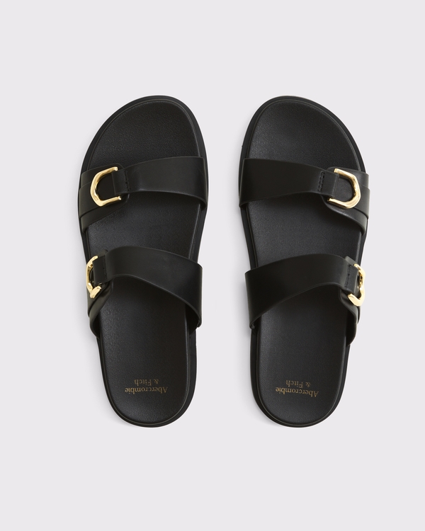 Double-Strap Hardware Sandals, Black view 1