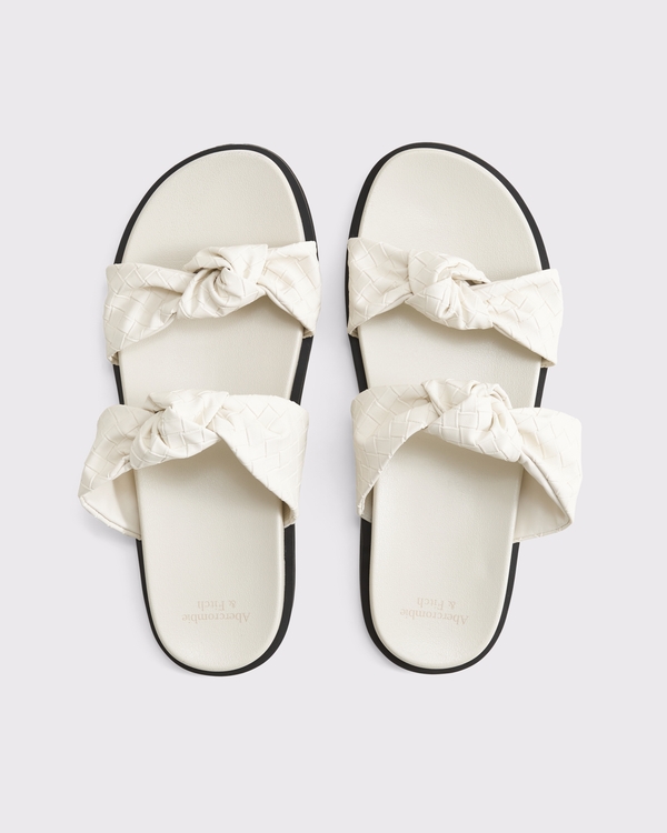 Double-Strap Knotted Sandals, Cream view 1