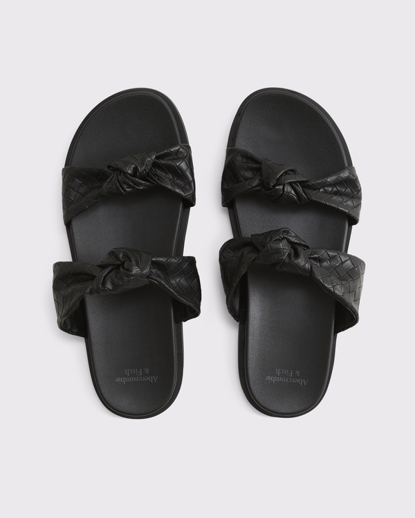 Double-Strap Knotted Sandals, Black view 1
