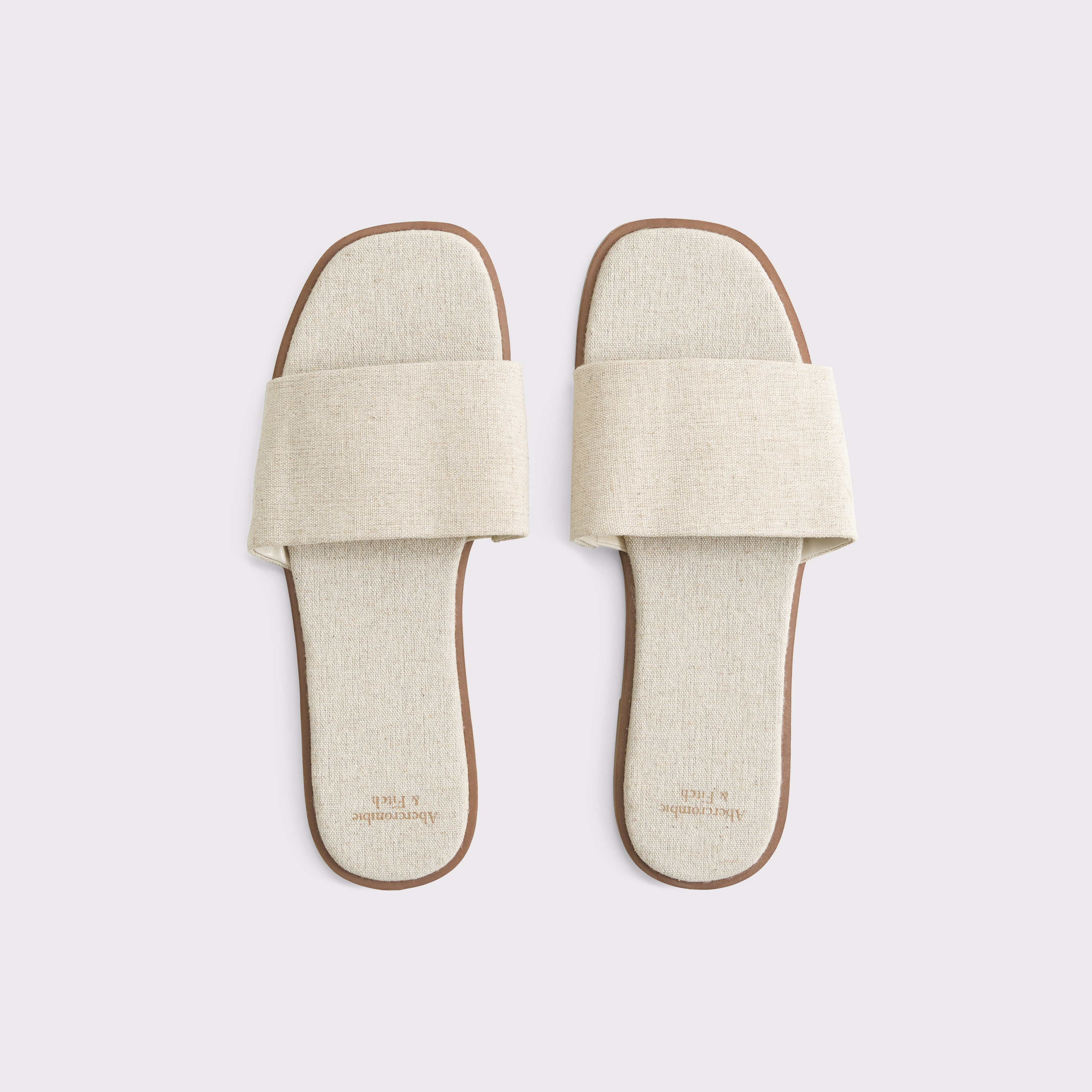 Abercrombie & Fitch Canvas Slide Sandals In Neutral