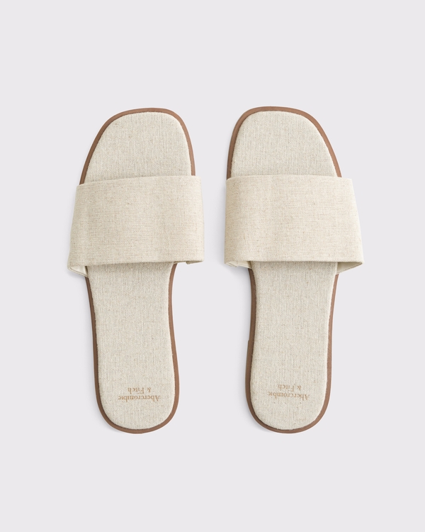 Canvas Slide Sandals, Oatmeal view 1