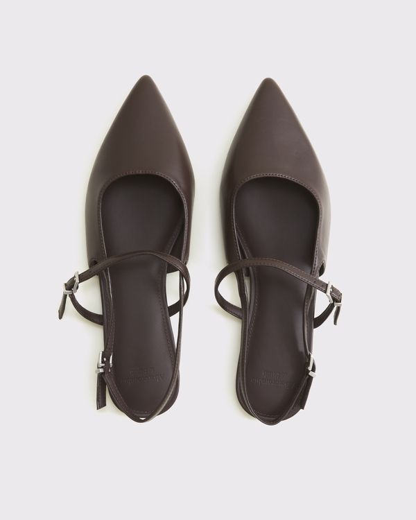 Slingback Flats, Dark Brown view 2