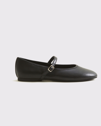 Mary Jane Round-Toe Flats