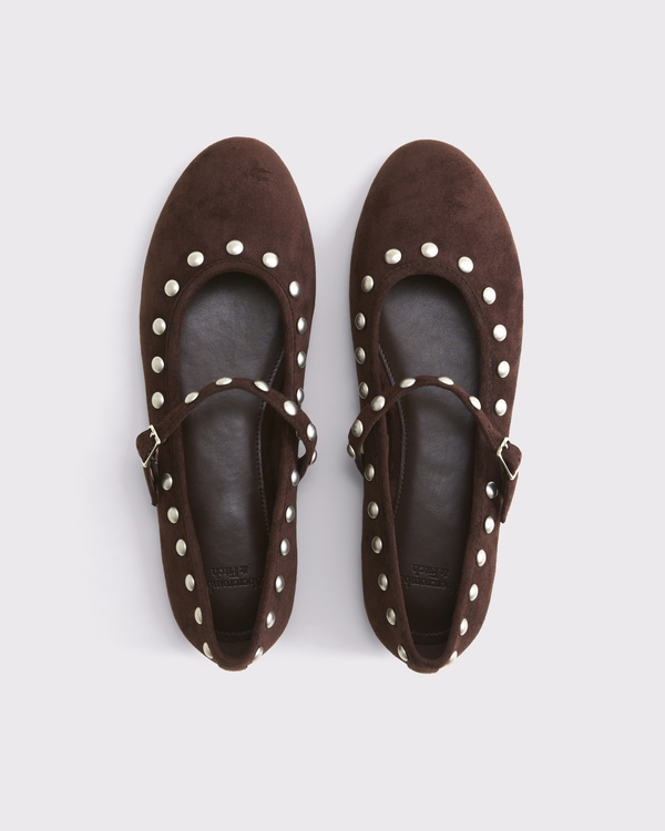 Mary Jane Round-Toe Vegan Suede Flats