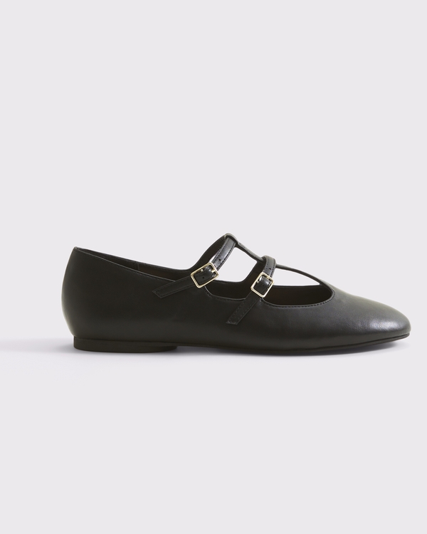 Mary Jane T-Strap Flats, Black view 1