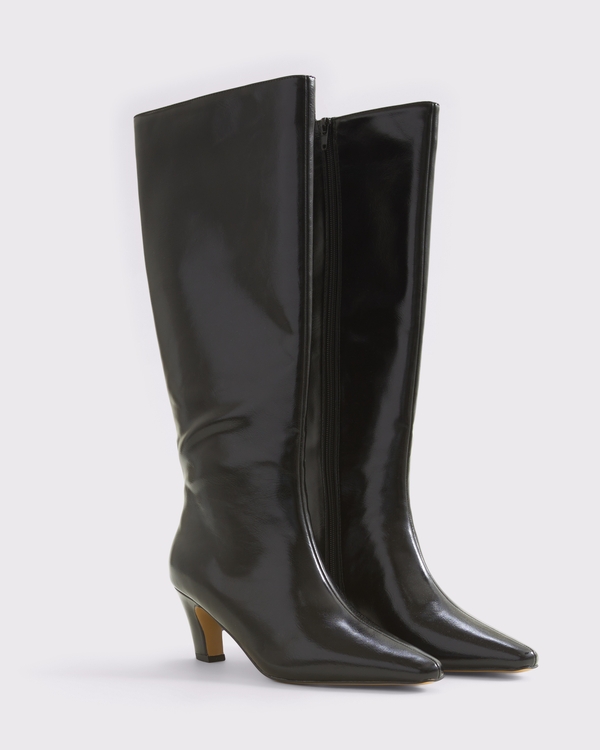 Vegan Leather Kitten Heel Boots