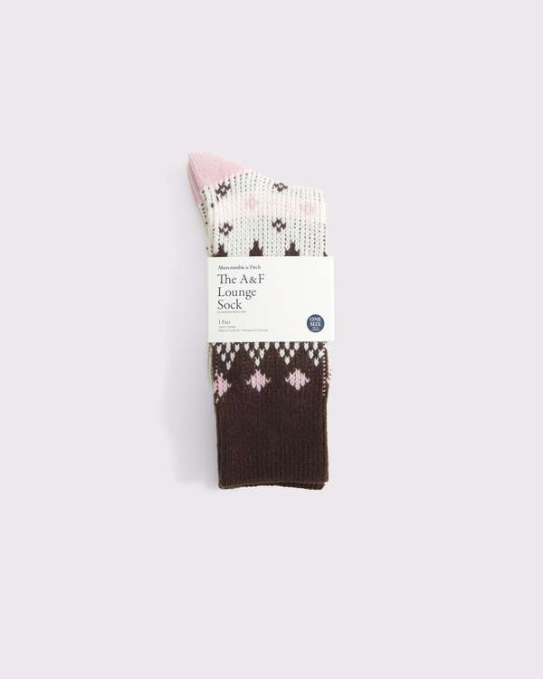 A&F Lounge Socks, Cream And Brown Pattern view 2