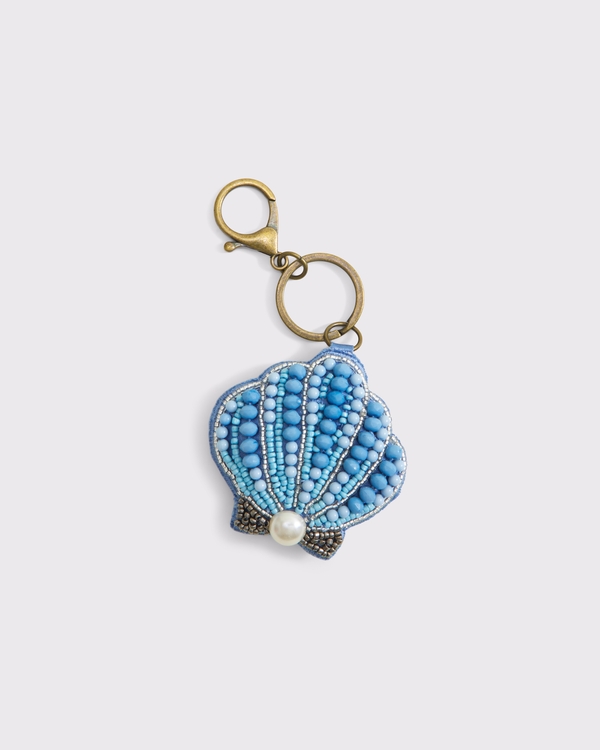 Beaded Shell Bag Charm, Light Blue view 1