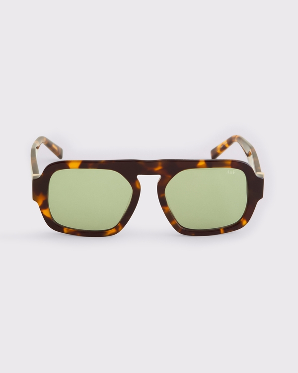 Rectangular Aviator Sunglasses, Tortoise view 1
