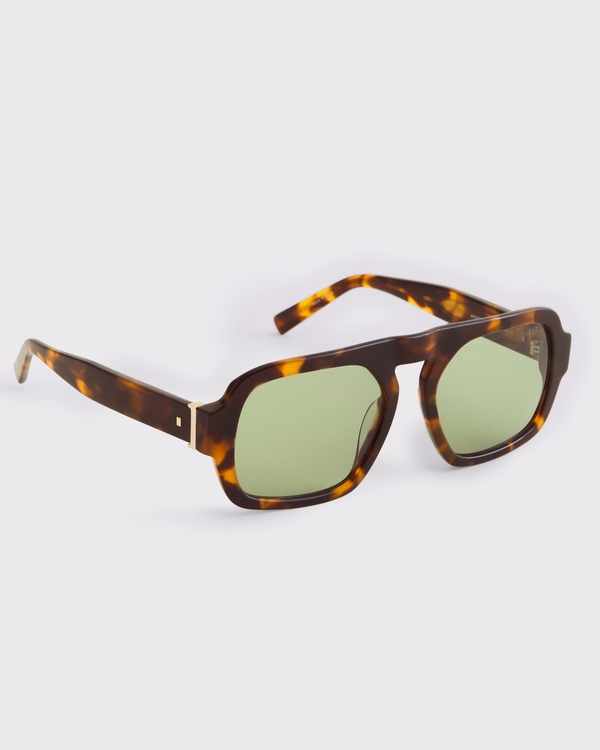 Rectangular Aviator Sunglasses, Tortoise view 2