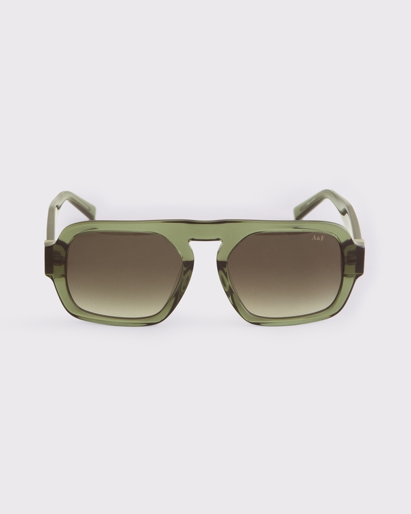 Rectangular Aviator Sunglasses, Green view 1