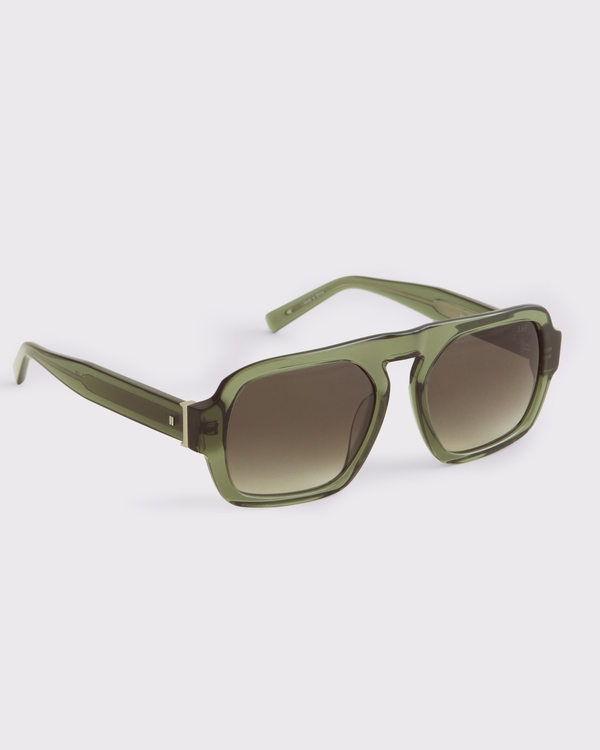 Rectangular Aviator Sunglasses, Green view 2