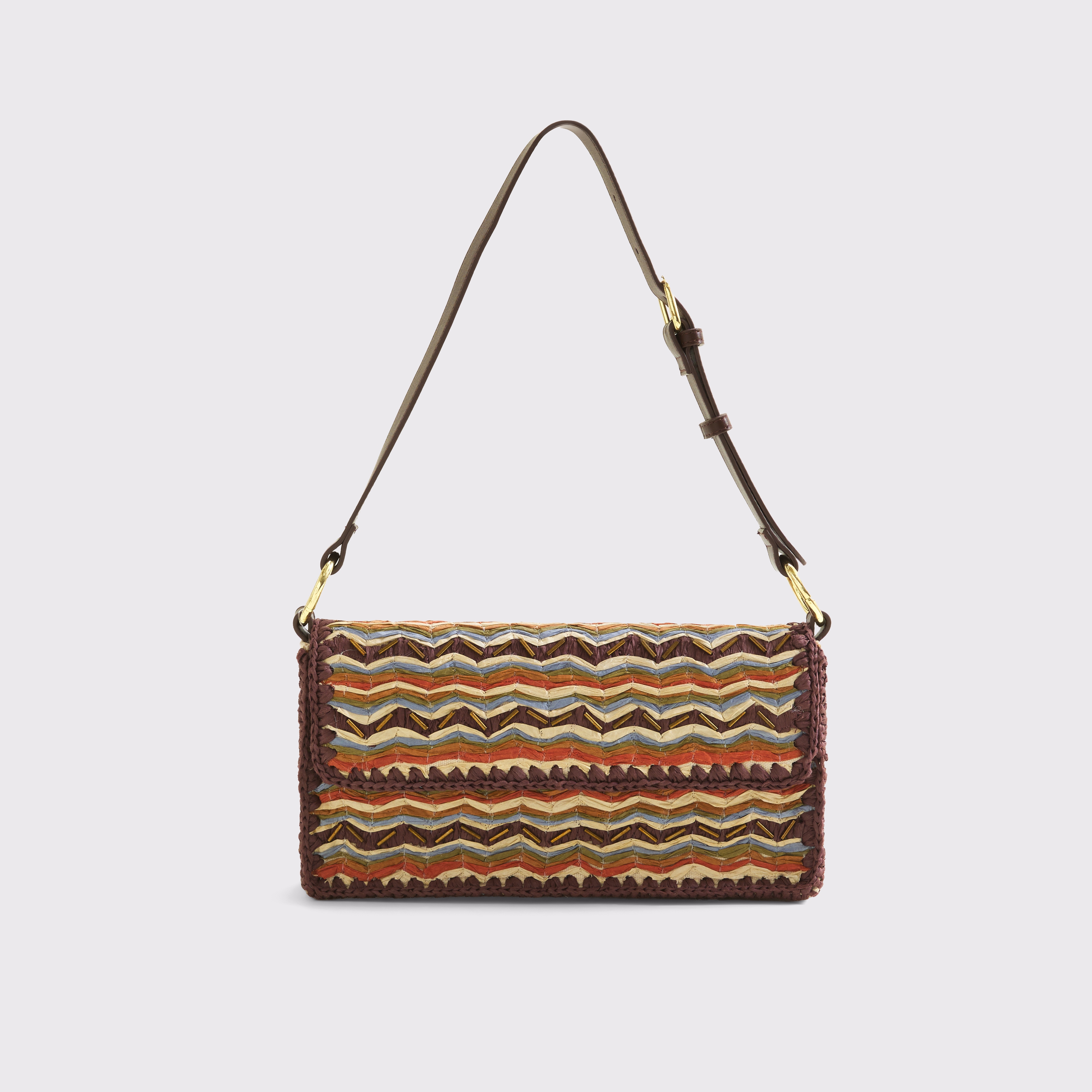 Abercrombie & Fitch Patterned Raffia Shoulder Bag In Multi