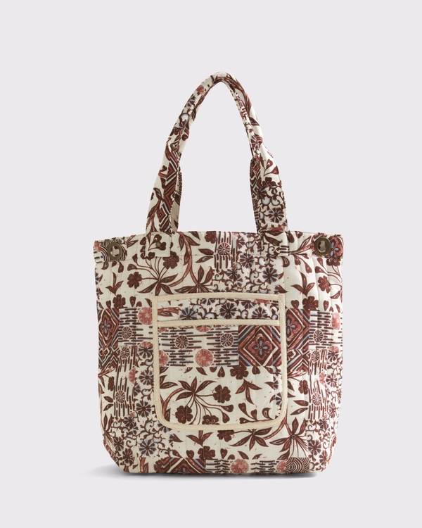 Quilted Tote Bag, Burgundy Pattern view 1