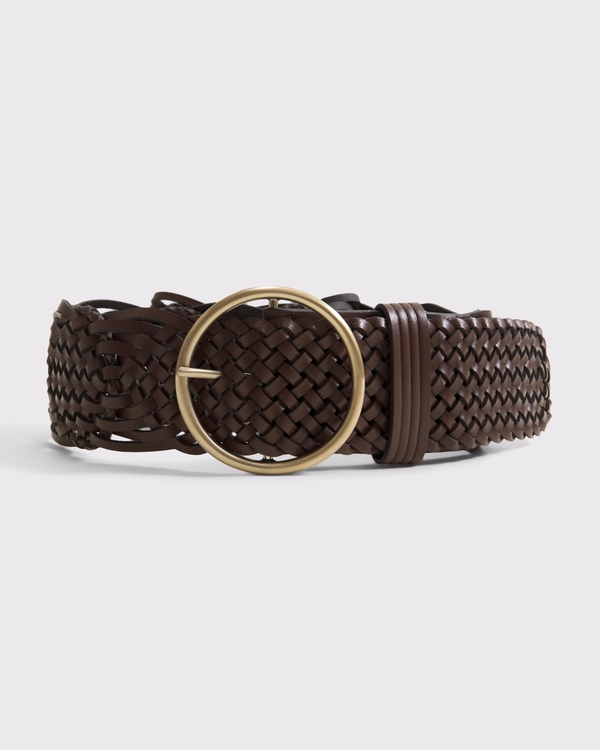 Wide Braided Belt, Braun view 1