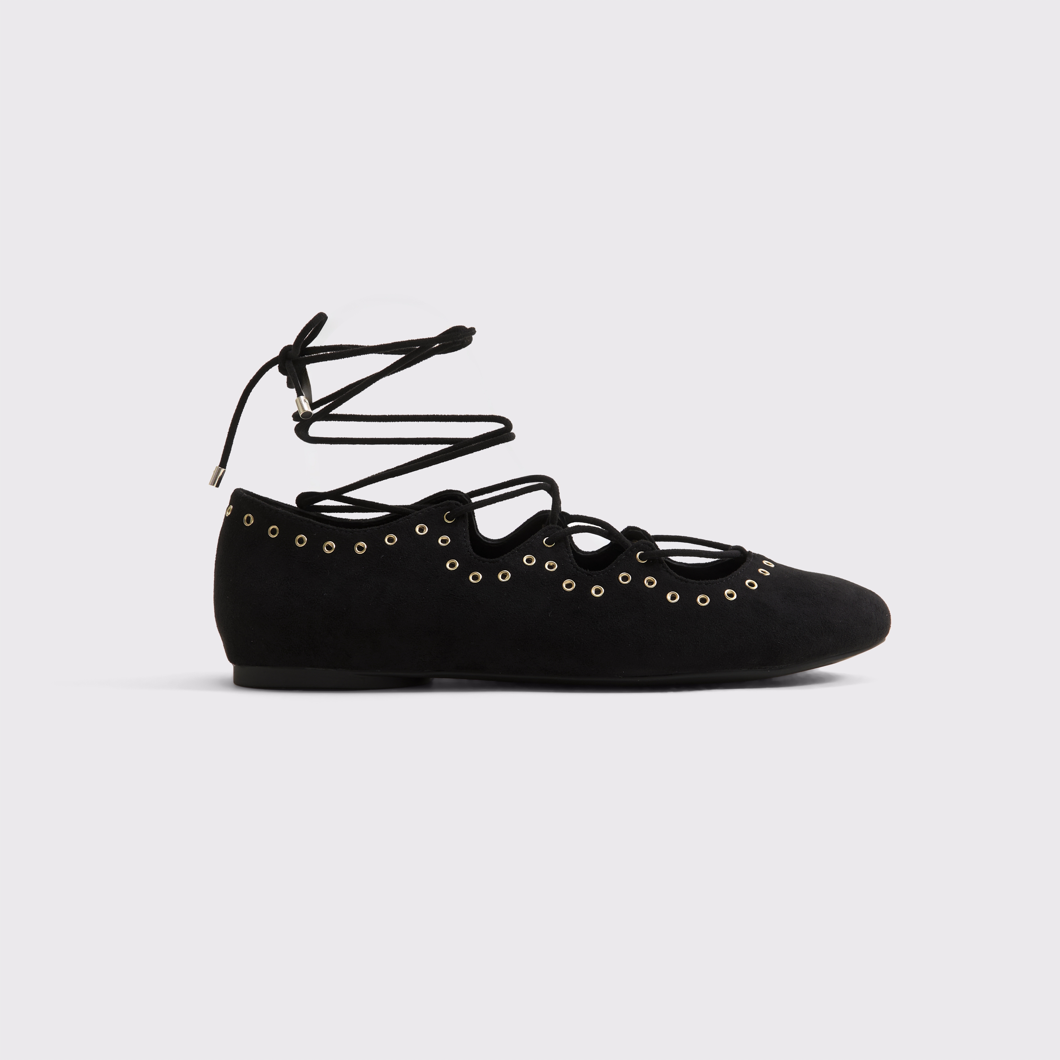 Abercrombie & Fitch Boho Lace-up Flats In Black