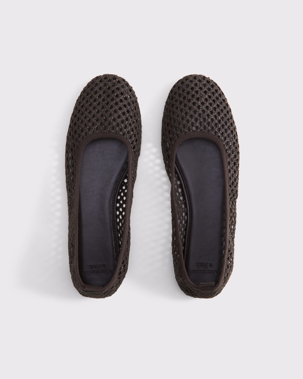 Woven Balletic Flats, Chocolate Brown view 2