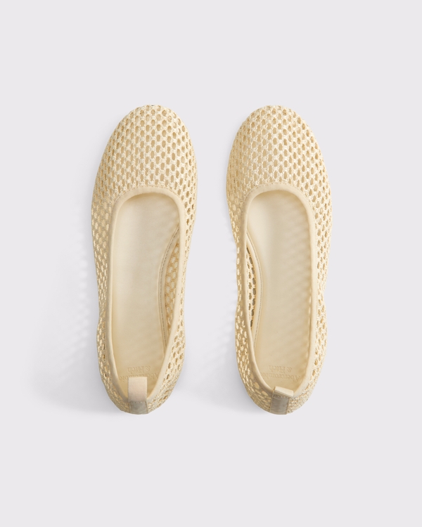 Woven Balletic Flats, Cream view 2