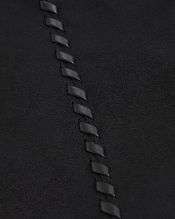 Slouchy Vegan Suede Tote Bag, Black view 2