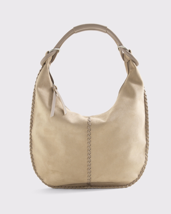 Slouchy Vegan Suede Tote Bag, Creamy Brown view 1