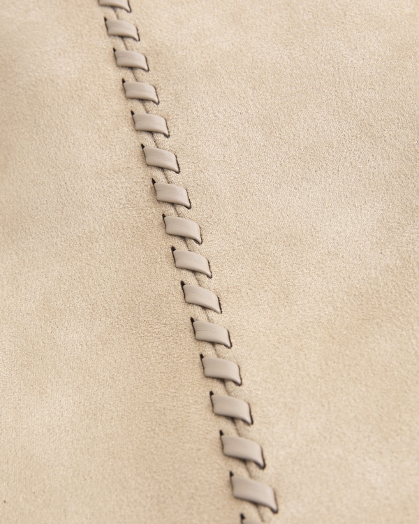 Slouchy Vegan Suede Tote Bag, Creamy Brown view 2