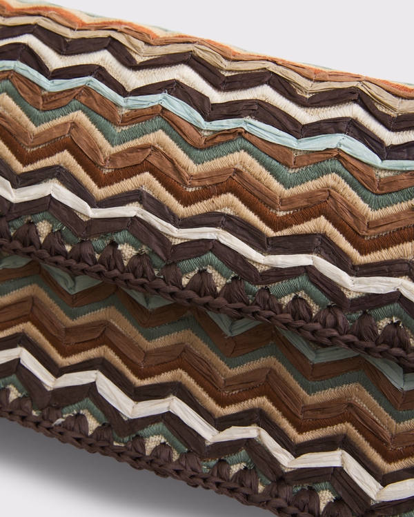 Raffia Shoulder Bag, Brown view 2