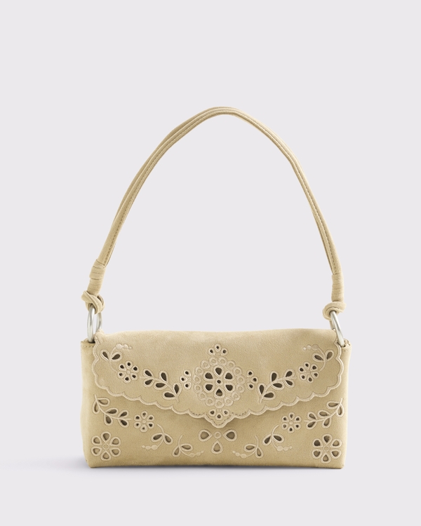 Cutwork Shoulder Bag, Creamy Brown view 1