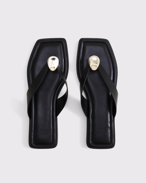 Hardware Accent Thong Sandal, Black view 1