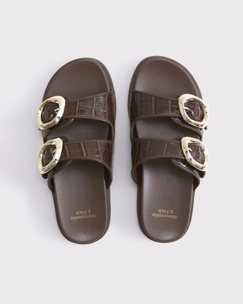 Embossed Crocodile Slide Sandals